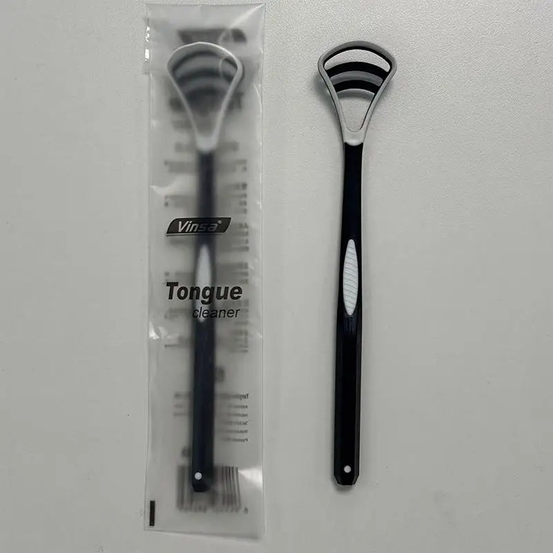 Silicone Tongue Scraper | Double-Sided Ergonomic Oral Care Tool Tongue Scraper QXL black