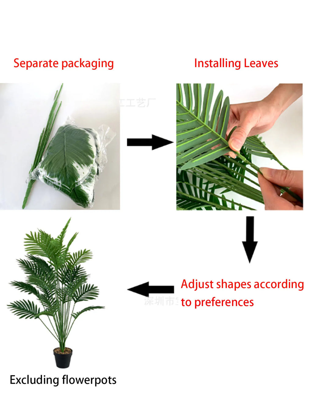 24-Leaf Artificial Tropical Palm & Monstera Leaves | UV Outdoor Artificial Tropical Leaves QXL