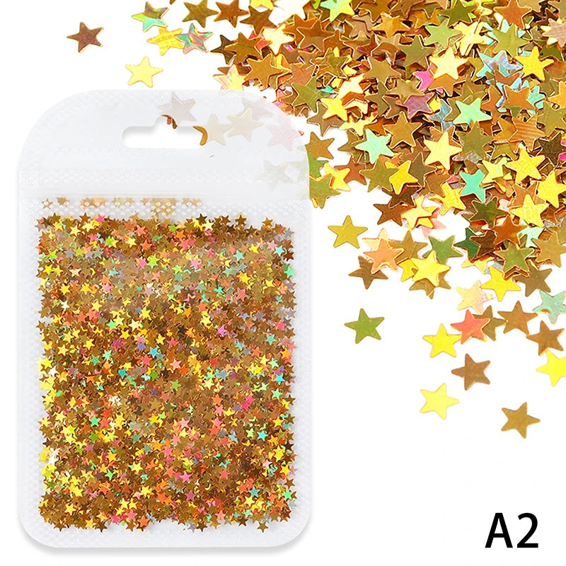 Holographic Star Nail Glitter Mix 3mm | Laser Sequins Art Nail Art Glitter QXL A2