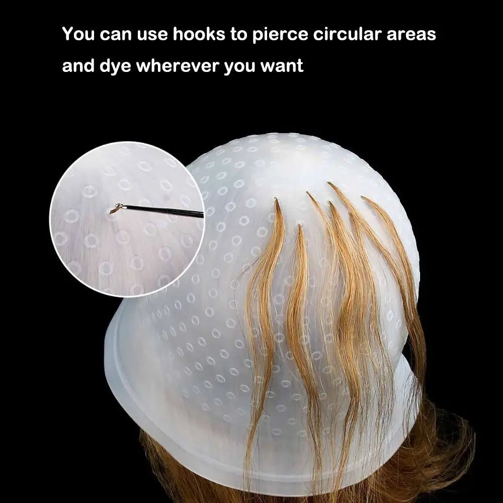 Reusable Silicone Hair Highlighting Cap with Hook Needle Hair Highlighting Cap QXL