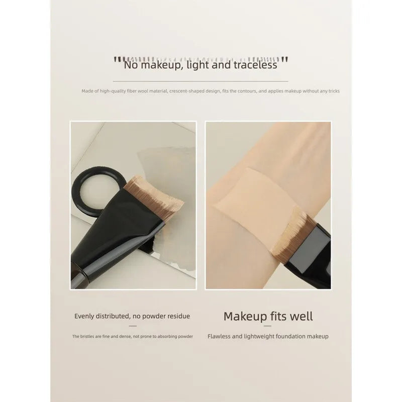 L39 Crescent Foundation Brush | Arc Flat Head Wool Fiber Foundation Brush QXL
