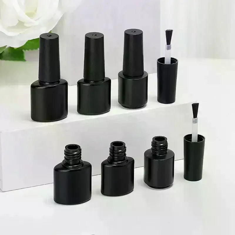 Empty Refillable Nail Polish Bottles with Brush | 6–10mL Black Nail Polish Bottle QXL