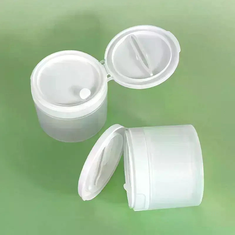 Refillable Travel Cosmetic Jar 50/120g – Flip Cover & Spoon Cosmetic Storage Jar QXL