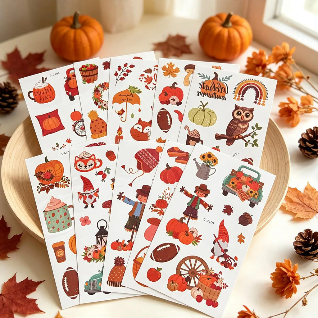 Thanksgiving Temporary Tattoos – 10-Sheet Autumn Harvest Set Temporary Tattoo Set QXL
