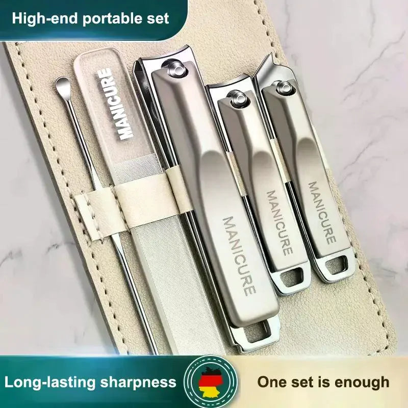 5/10-Pc Stainless Steel Nail Clipper Set with Leather Bag Nail Clipper Set QXL