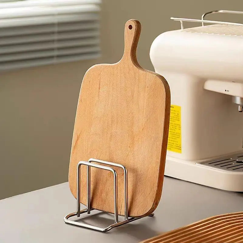 Stainless Steel 3-Slot Pot Lid & Cutting Board Rack Organizer Kitchen Organizer Rack QXL