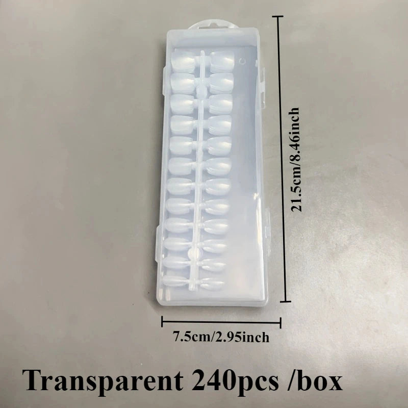 240-Pc Transparent Full Cover Nail Tips | Acrylic Nail Set False Nail Tips QXL Transparent 240pcs