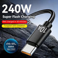 120W USB-A to USB-C Braided Fast Charging Cable 1–3m USB-C Charging Cable QXL black 3m