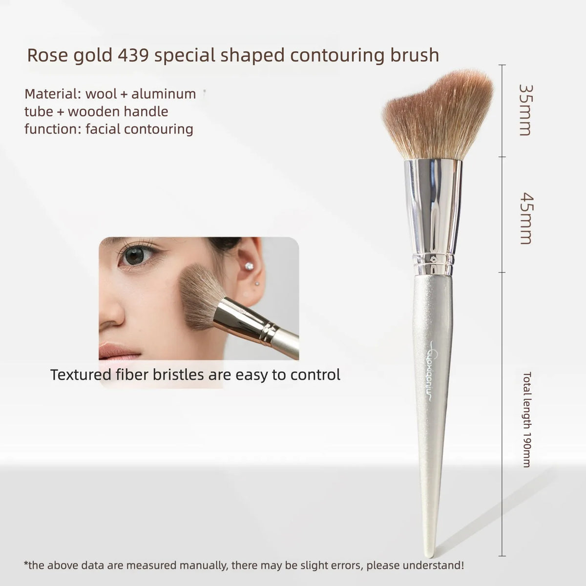 Rose Gold 439 Contour & Highlight Makeup Brush | Wool Contour Makeup Brush QXL Rose Gold 439 Shaped
