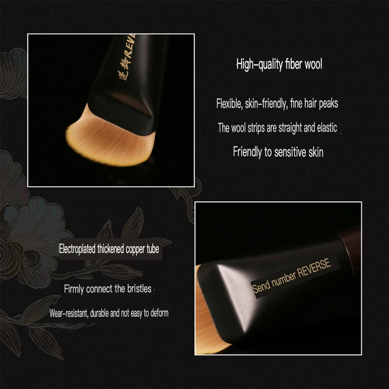 S91 Flat Round Foundation Brush | Sandalwood & Pearl Handle Foundation Brush QXL