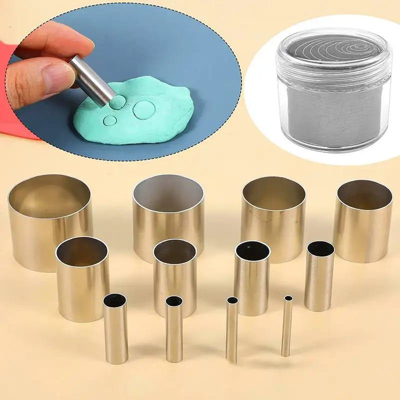 12-Piece Round Clay Cutter Set | Circle Punch Fondant & Craft Clay Cutter Set QXL Default Title