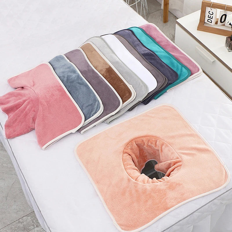 Coral Velvet Massage Face Towel with Hole | 35x35cm SPA Massage Face Towel QXL