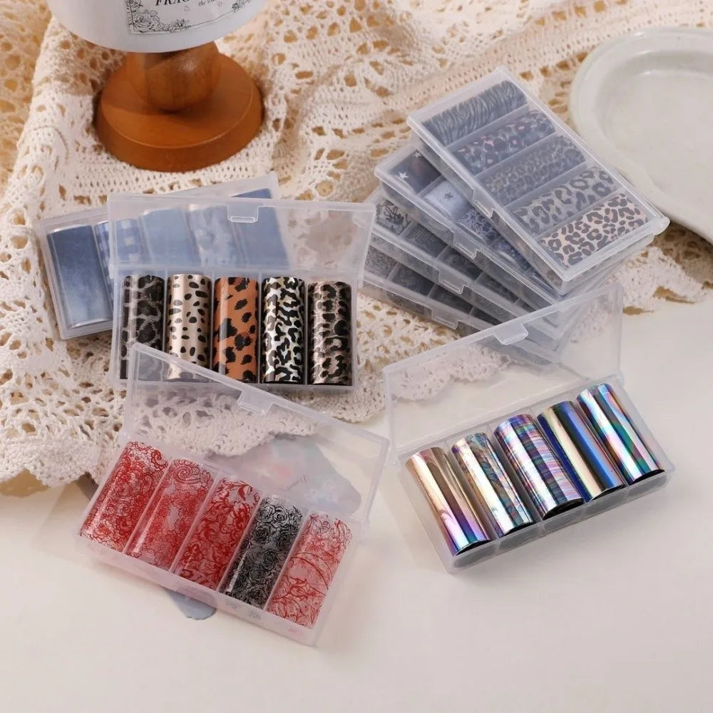 Holographic Lace Nail Foil Stickers | Black & White Sequin Decals Nail Foil Stickers QXL