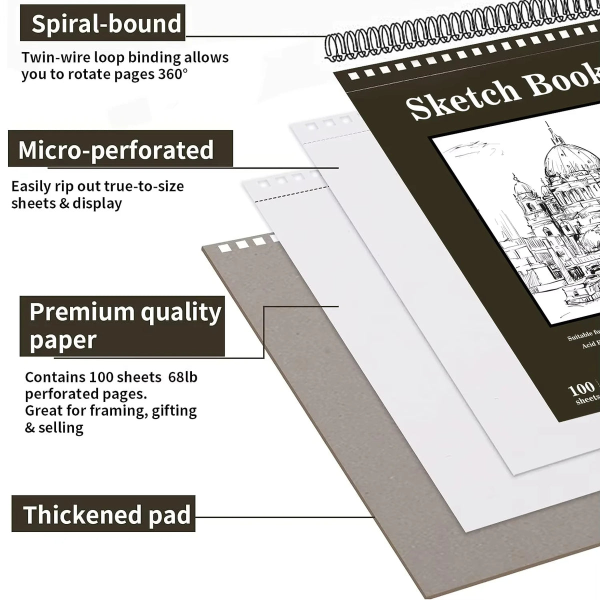 Professional Sketchbook Drawing Pad | Art Sketch Notebook Sketch Notebook QXL