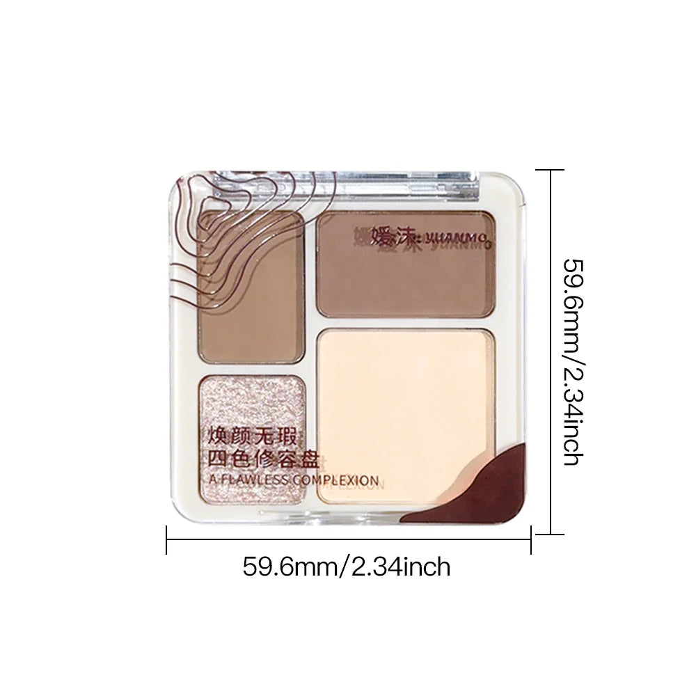 4-Color Highlight & Contour Palette | Matte & Shimmer Contour Highlight Palette QXL