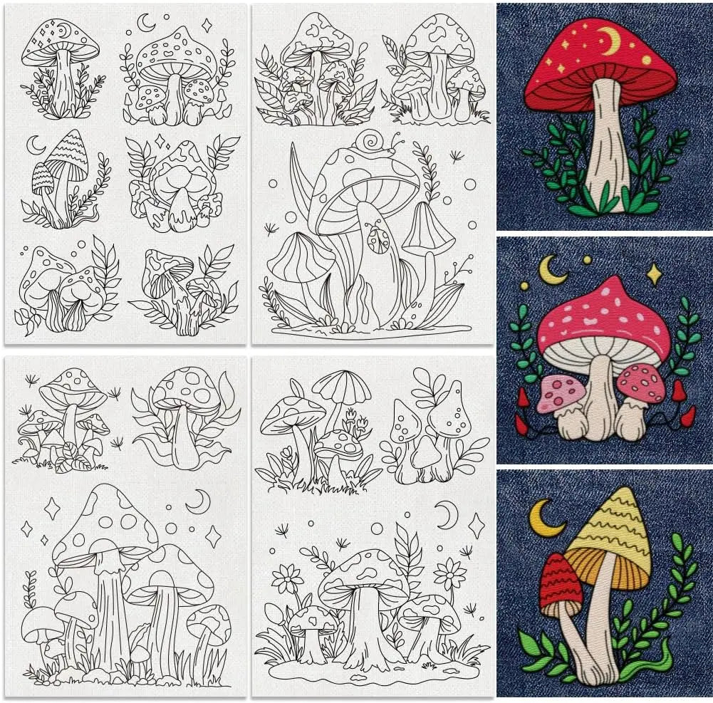 15-Pack Mushroom Water Soluble Stick & Stitch Embroidery Patterns Embroidery Stabilizer QXL AECH04-15402