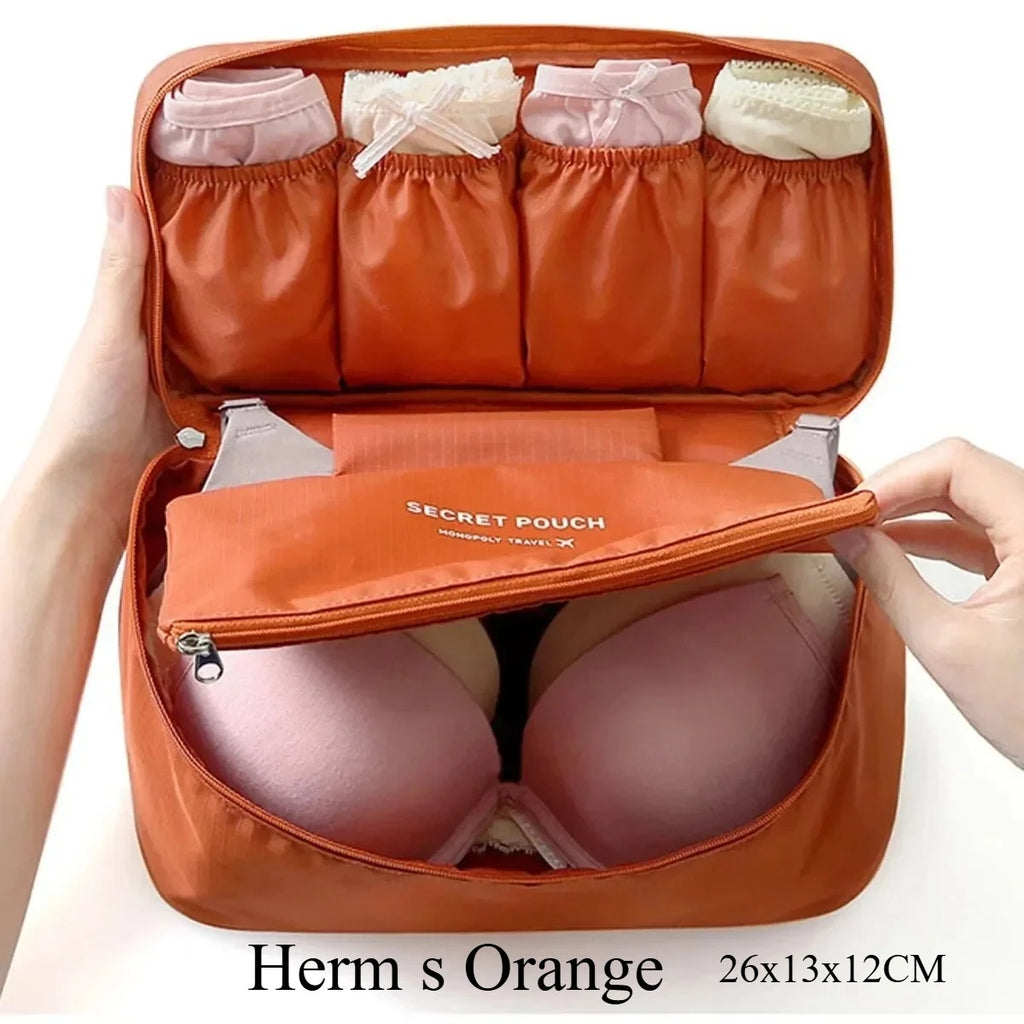 Portable Travel Underwear & Bra Organizer Bag – Oxford Travel Organizer Bag QXL Orange