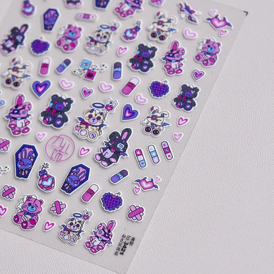 5D Kawaii Nail Stickers – Autumn Picnic Self-Adhesive Decals Nail Art Stickers QXL TO3421