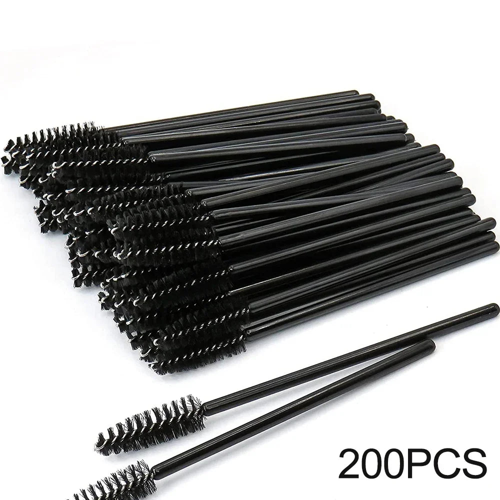 100/300-Pack Disposable Mascara Wands & Spoolie Brushes Disposable Mascara Wands QXL M93 Black 200pcs