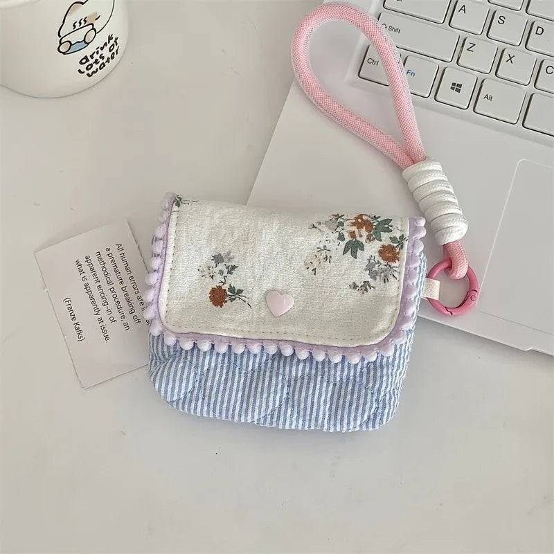 Floral Cotton Travel Pouch | Coin Purse & Cosmetic Organizer Travel Pouch QXL F