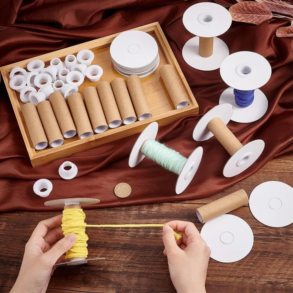16-Set Empty Paper Thread Spools | Wire & Yarn Bobbins Thread Spool Set QXL