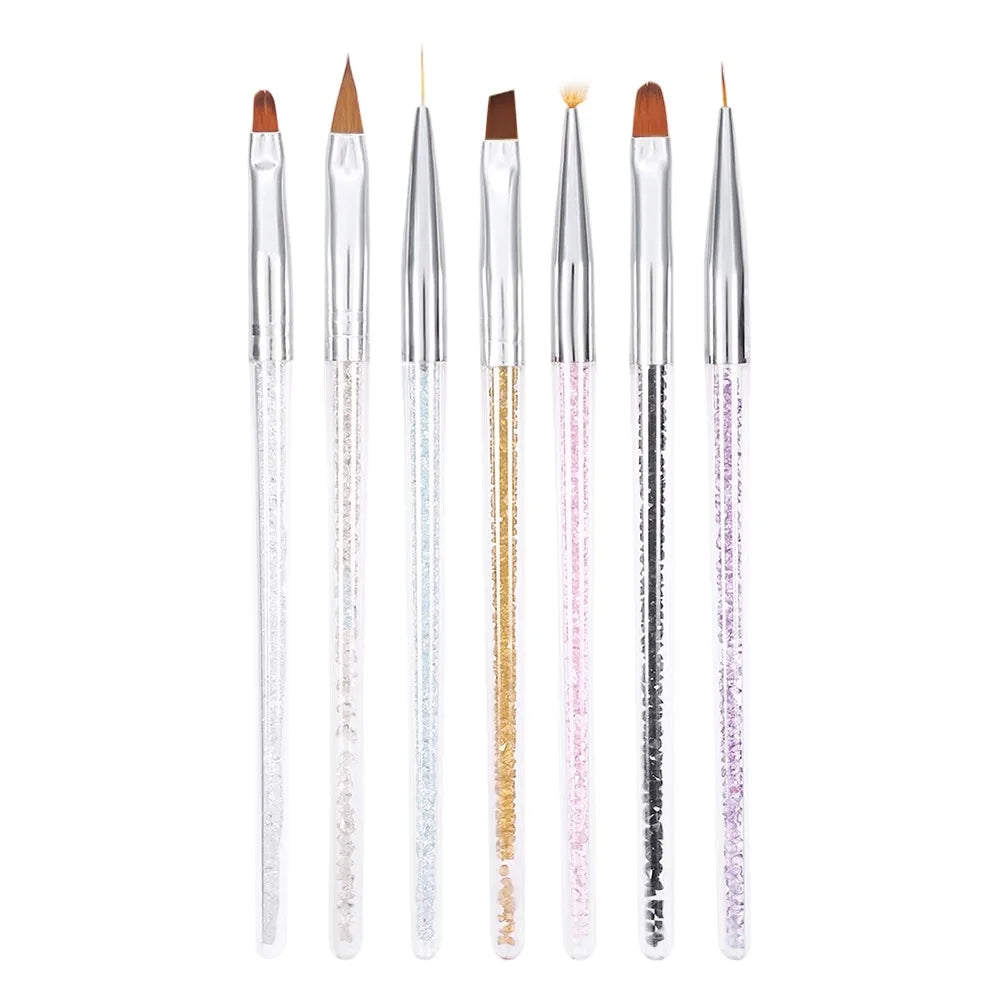 7-Piece Double-Ended Nail Art Brush & Dotting Pen Set Nail Art Brush Set QXL Light Grey