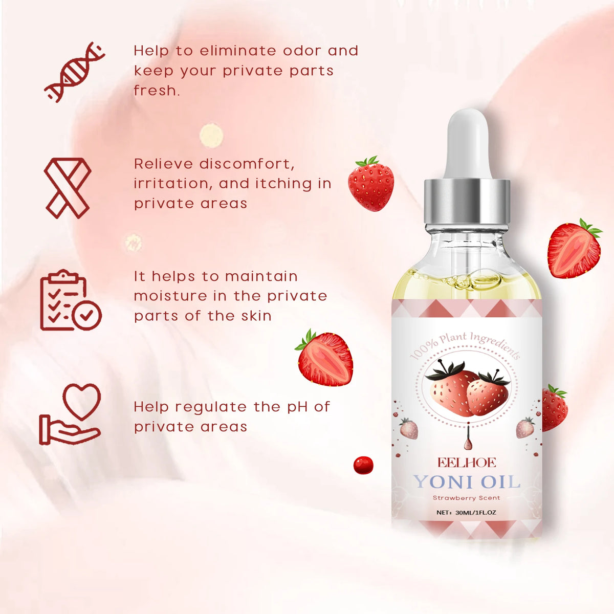 EELHOE Strawberry Yoni Oil – Plant-Based Intimate Care 30ml Intimate Care Oil QXL