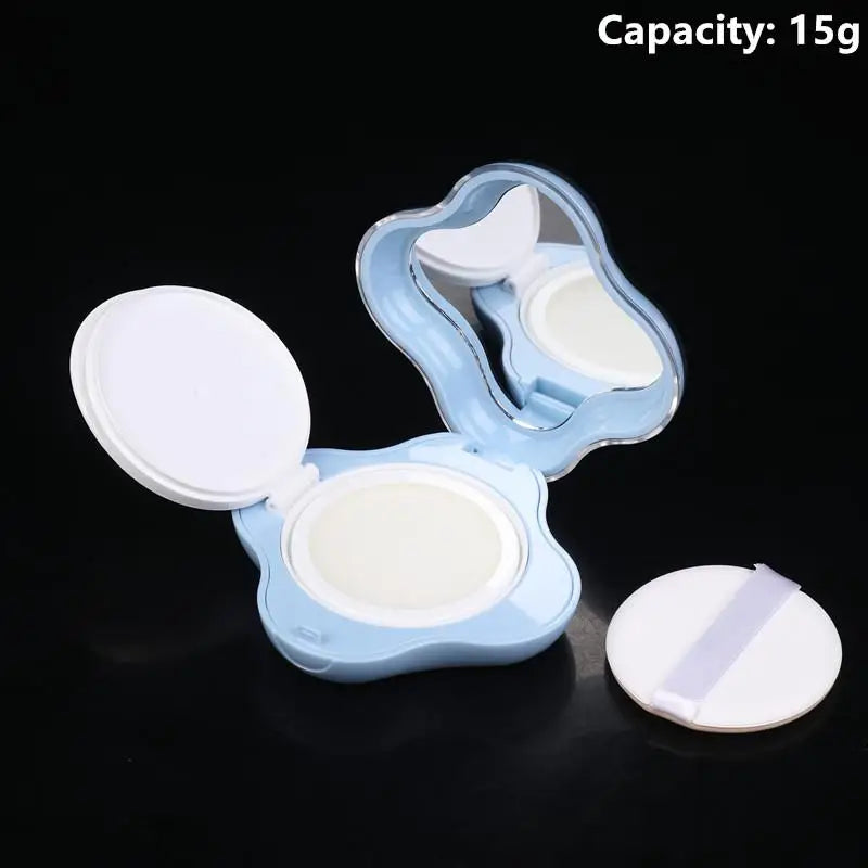 Empty Air Cushion Foundation Case with Puff, Sponge & Mirror Refillable Makeup Compact QXL Blue