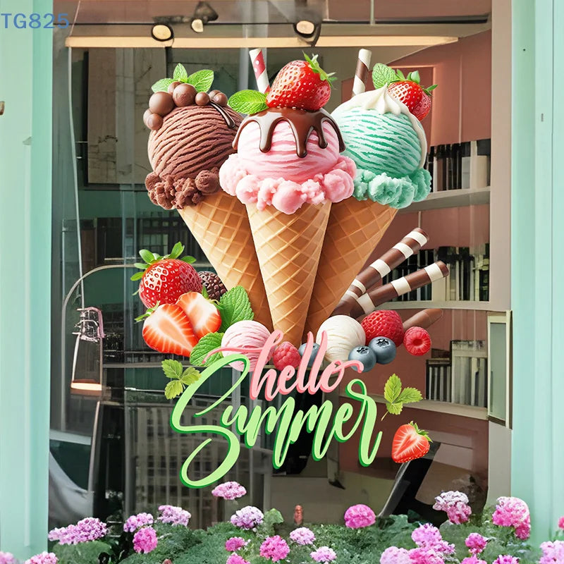 Ice Cream Wall Stickers – Self-Adhesive PVC Decals for Home Wall Decal Stickers QXL