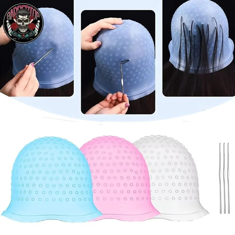 Reusable Silicone Hair Highlighting Cap with Hook Needle Hair Highlighting Cap QXL