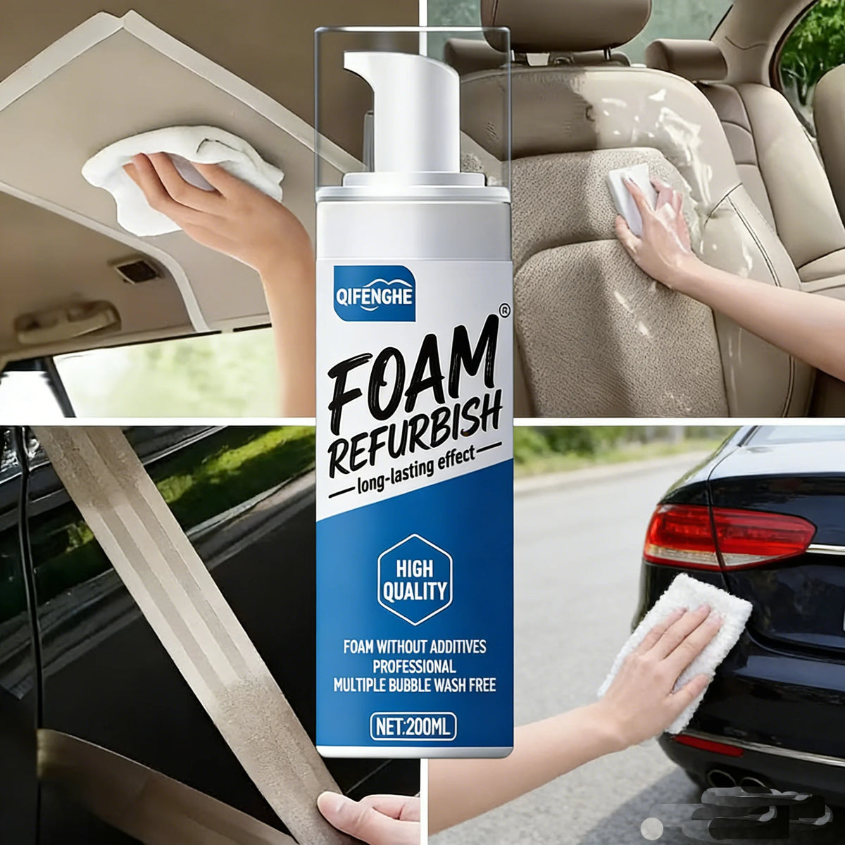 200ml Multi-Surface Foam Refurbish Spray | No-Additive Cleaner Foam Surface Cleaner QXL