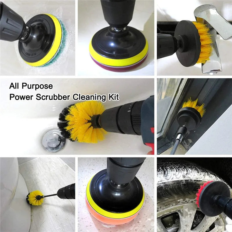 Drill Scrubber Brush Kit 3–5pc | Grout, Tub & Car Cleaning Drill Scrubber Brush Kit QXL