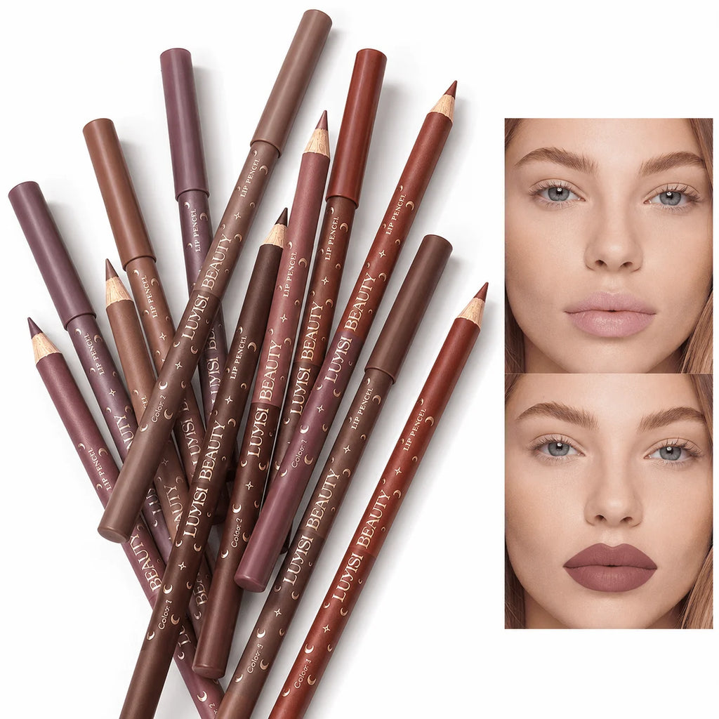 3-Pack Waterproof Matte Lip Liners + Sharpener | Double-Ended Lip Liner Set QXL