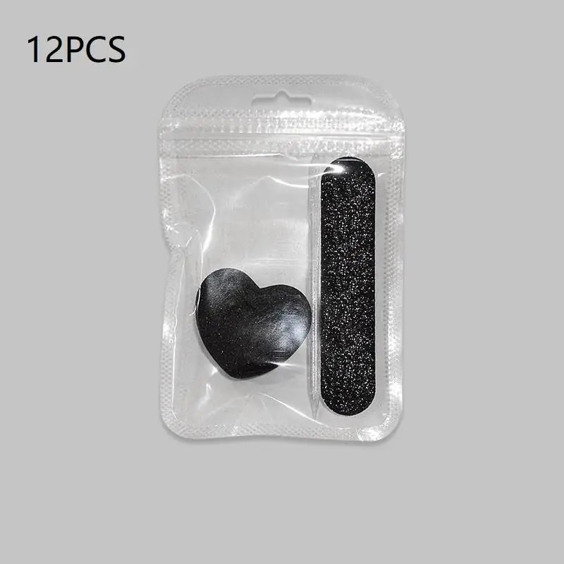 Glitter Nail Care Kit – Buffer, Crystal Rod & Double-Sided File Nail Buffer & File Kit QXL 12PCS Black