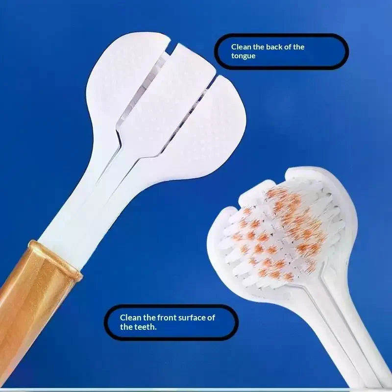 6-Pack 3-Sided Manual Toothbrush | Soft Bristles Family Set Manual Toothbrush QXL