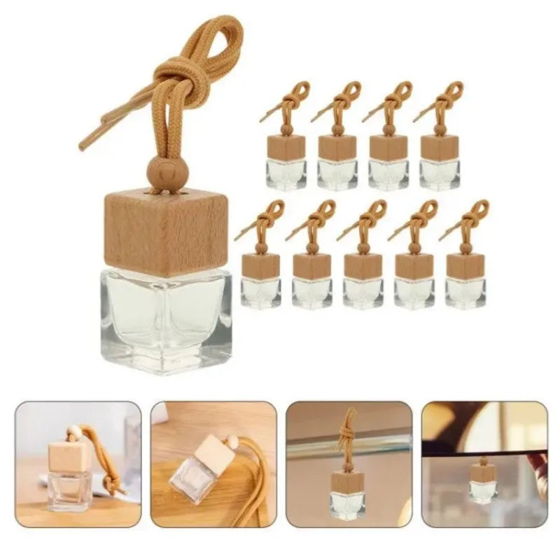 10-Pack Frosted 8ml Mini Perfume Bottles with Wood Lid Perfume Bottle Set QXL