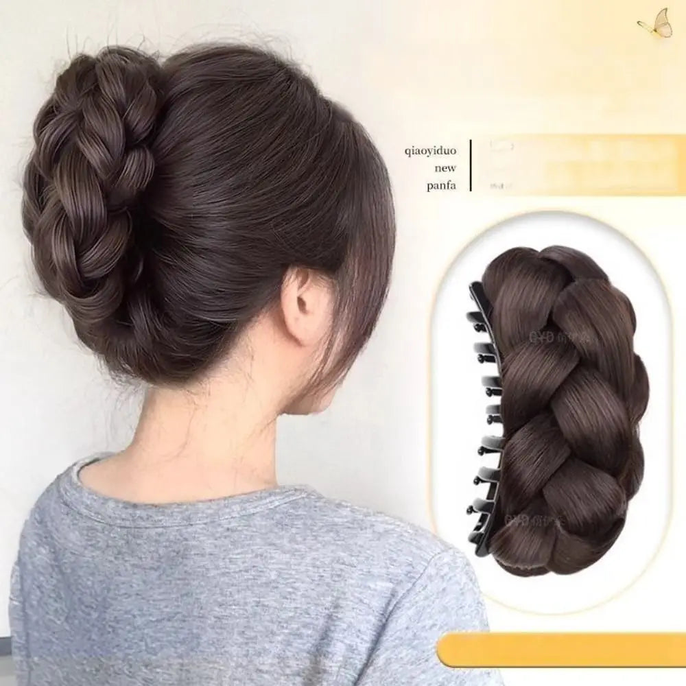 Synthetic Hair Bun Claw Clip | Fluffy Brown & Black Hairpiece Hair Bun Clip QXL