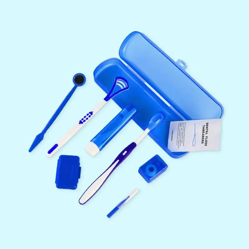 8-Piece Portable Dental Oral Care Kit with Storage Case Dental Care Kit QXL