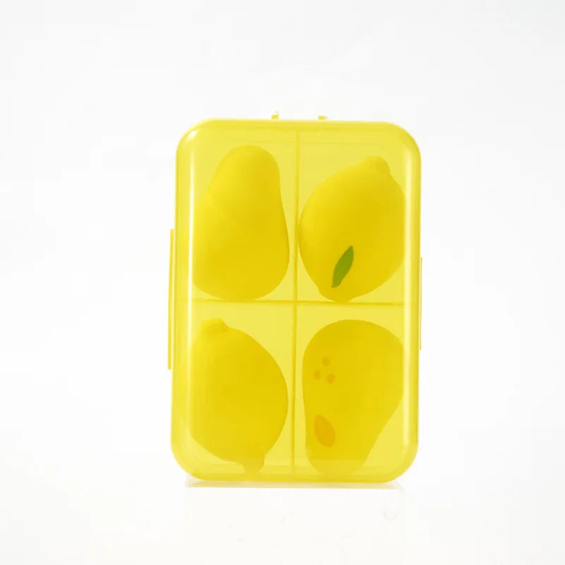 4-Pack Fruit Makeup Sponges | Wet & Dry Foundation Blender Set Makeup Sponge Set QXL Yellow mango4Pcs Set
