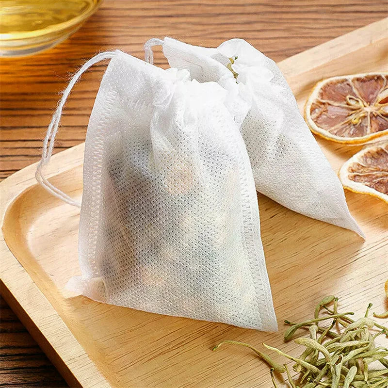 100-Pack Disposable Drawstring Tea Bags | Loose Leaf Filter Tea Filter Bags QXL