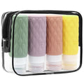 4-Pack 100ml Leak-Proof Silicone Travel Bottles + Toiletry Bag Travel Bottle Set QXL Set A