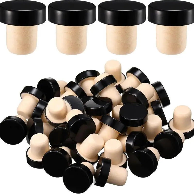 10-Pack T-Shaped Wine Bottle Stoppers | Wood & Aluminum Wine Bottle Stopper QXL