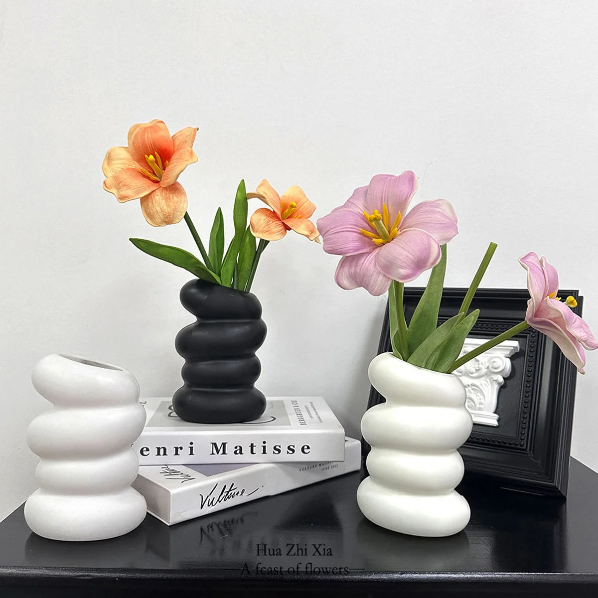 Simple Solid Color Plastic Vase | Home Flower Arrangement Décor Decorative Vase QXL