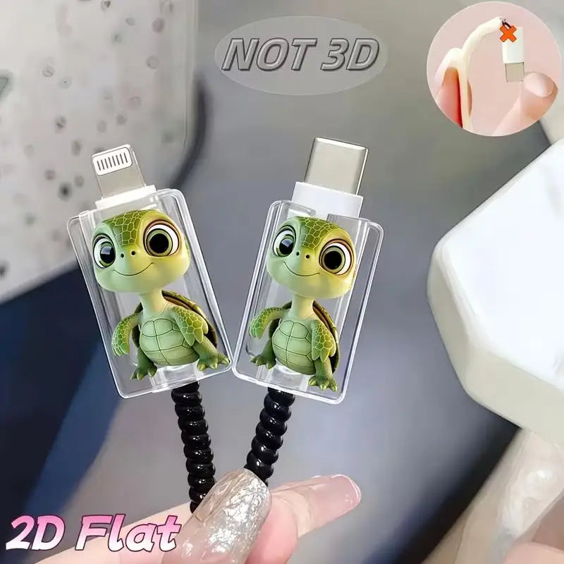 2-Pack Cartoon Turtle Cable Protectors | Type-C Anti-Break Cable Protector QXL