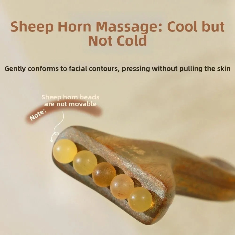 Wood & Brass Bead Gua Sha Facial Massage Scraper Tool Gua Sha Massage Tool QXL