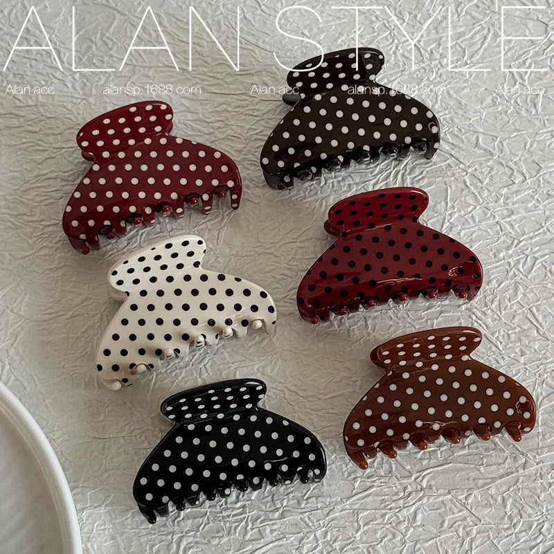 Korean Polka Dot Acetate Hair Claw Clip | Medium Shark Clip Hair Claw Clip QXL