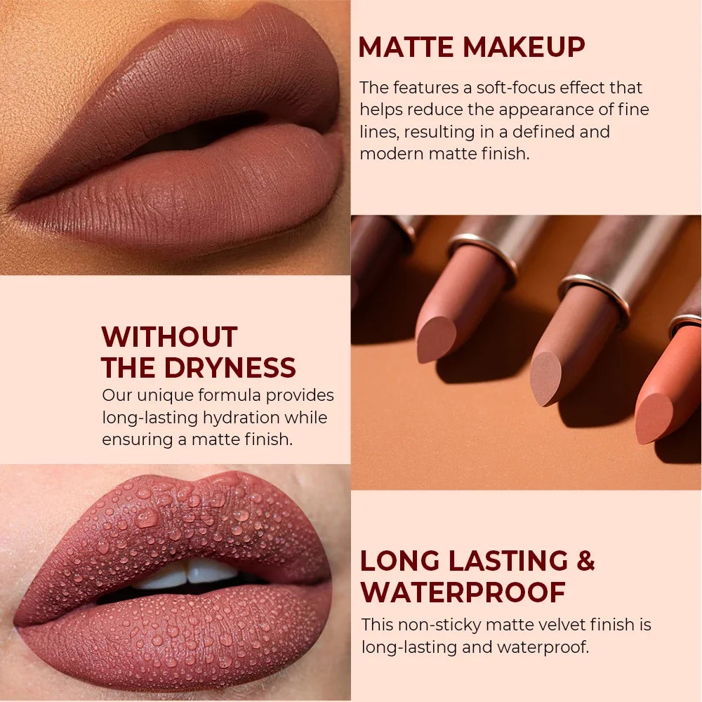 Beauty Glazed Matte Brown Lipstick & Lip Gloss Set | 2-Pc Kit Lip Gloss & Lipstick QXL