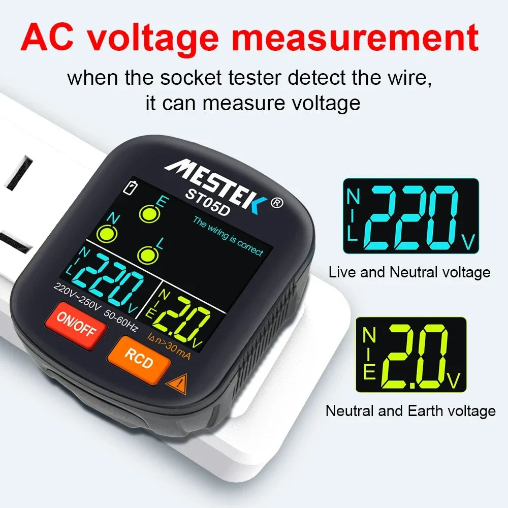 ST05 Digital Socket Tester | Voltage & Outlet Checker EU US UK Socket Tester QXL
