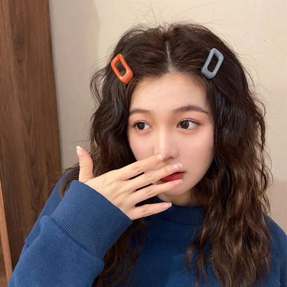 Korean Square Hair Clips | Morandi Color Barrettes – 1 Pair Hair Clip Barrettes QXL