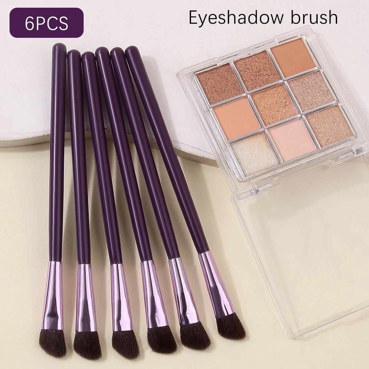 KOSSHOW 6-Pc Eye Makeup Brush Set | Purple Wood Handle Eye Makeup Brush Set QXL